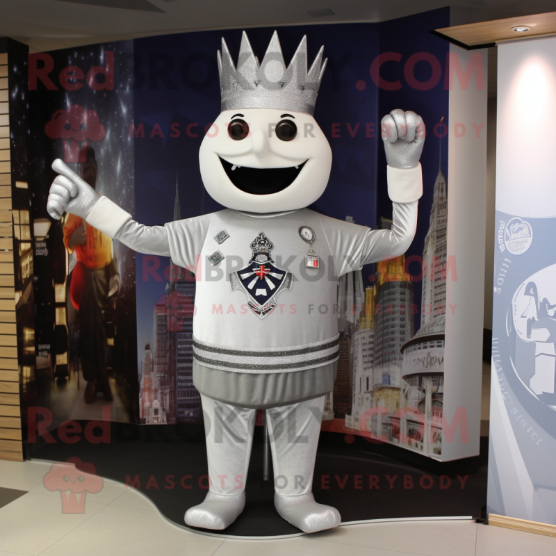 Silver King mascot costume character dressed with a Polo Tee and Scarf clips