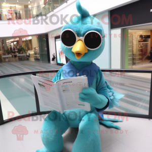 Teal Dove maskot kostume...