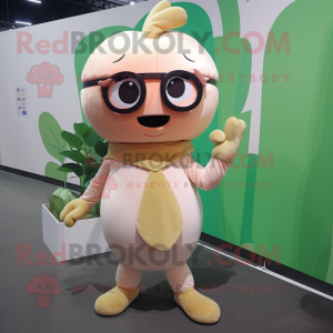 Peach Turnip mascot costume character dressed with a Jumpsuit and Eyeglasses