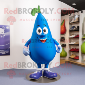 Blue Pear mascot costume character dressed with a Polo Tee and Shoe clips