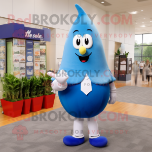 Blue Pear mascot costume character dressed with a Polo Tee and Shoe clips