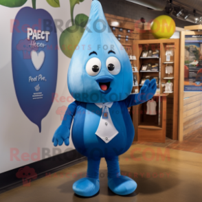 Blue Pear mascot costume character dressed with a Polo Tee and Shoe clips