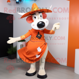 Orange Holstein Cow maskot...