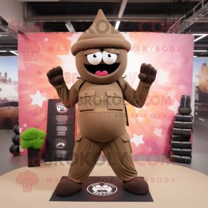 Brown Army Soldier mascotte...