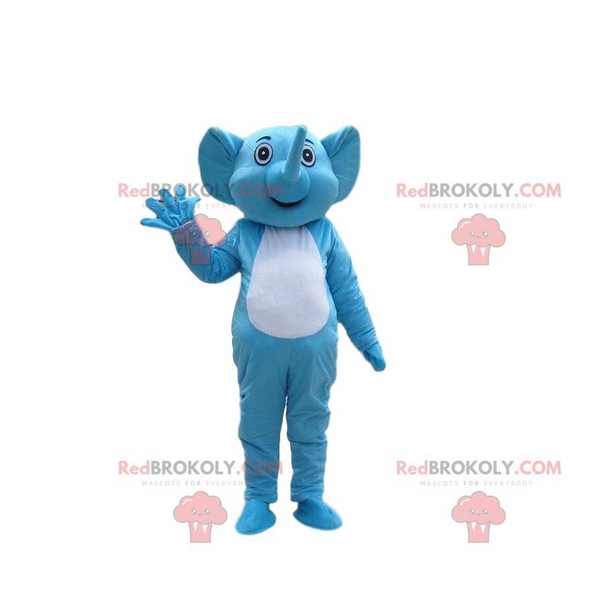 Costume da elefante blu e bianco, costume da elefante -