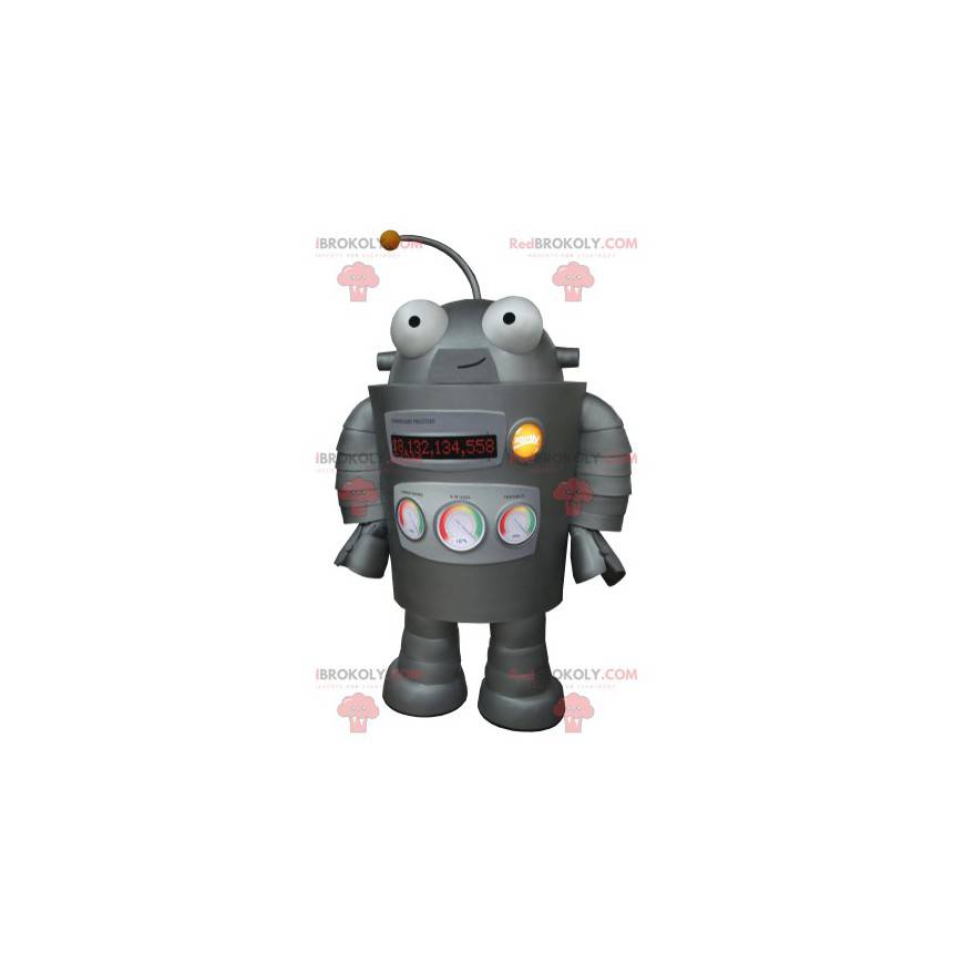 Mascote robô cinza muito engraçado - Redbrokoly.com
