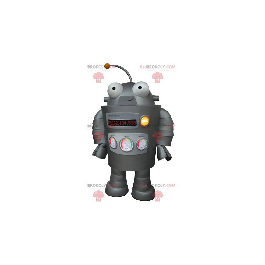 Very funny gray robot mascot - Redbrokoly.com