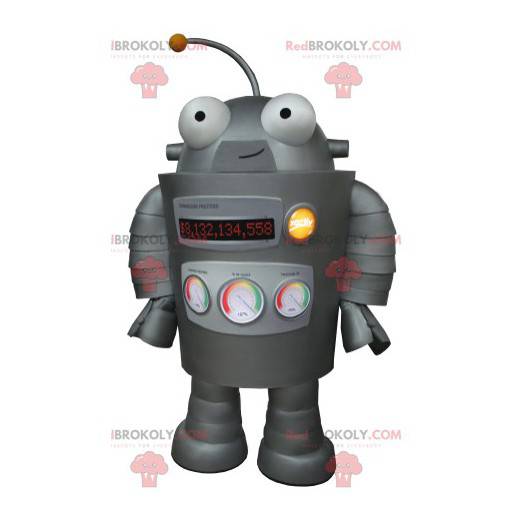 Very funny gray robot mascot - Redbrokoly.com