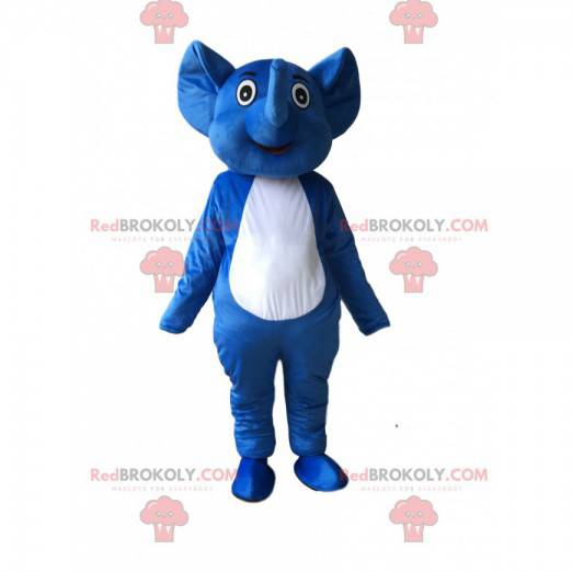 Blå och vit elefantmaskot, elefantdräkt - Redbrokoly.com