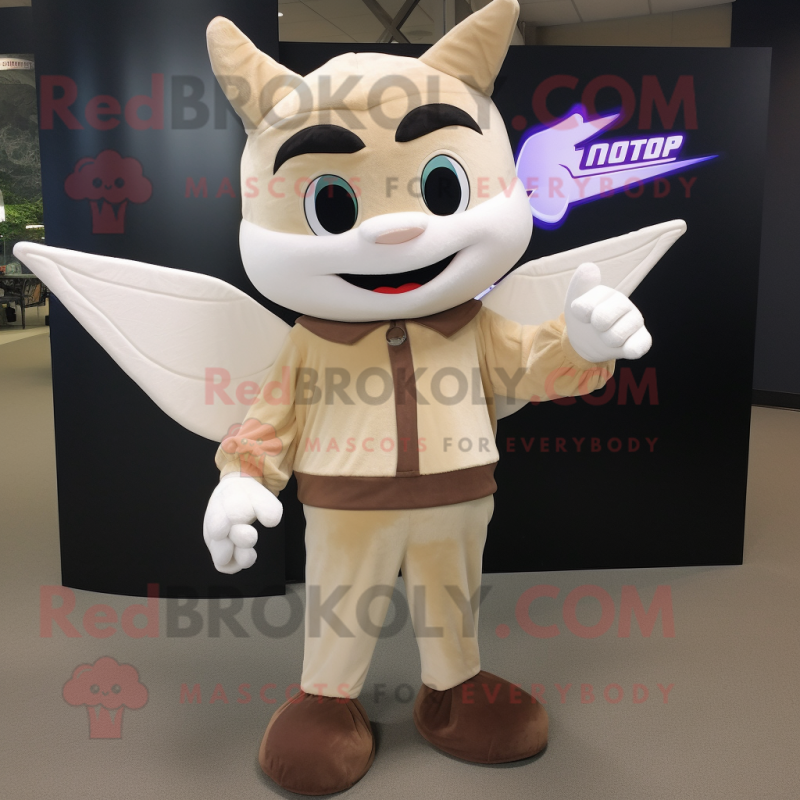 Beige Tooth Fairy mascot costume character dressed with a Moto Jacket and Cummerbunds