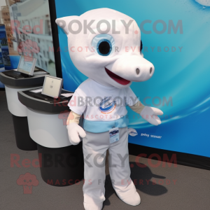 Hvit Dolphin maskot drakt...