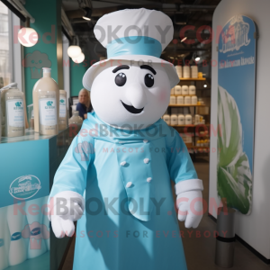 Teal fles melk mascotte...