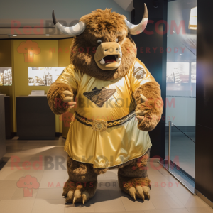 Gold Bison maskot kostume...