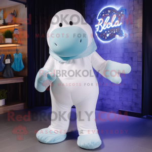 White Stellar'S Sea Cow mascot costume character dressed with a Boyfriend Jeans and Gloves