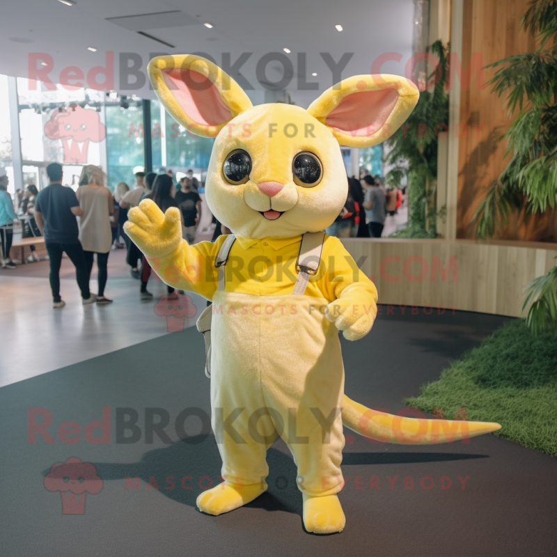 Yellow Chinchilla mascot costume character dressed with a Skinny Jeans and Cummerbunds Yellow Chinchilla mascot costume character dressed with a Skinny Jeans and Cummerbunds