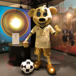 Gold Soccer Ball mascot costume character dressed with a Henley Tee and Anklets