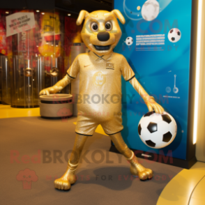 Gold Soccer Ball mascot costume character dressed with a Henley Tee and Anklets
