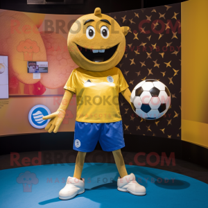 Gold Soccer Ball mascot costume character dressed with a Henley Tee and Anklets