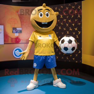 Guld fodbold maskot kostume...