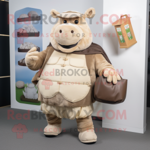 Beige Beef Wellington mascot costume character dressed with a Trousers and Coin purses