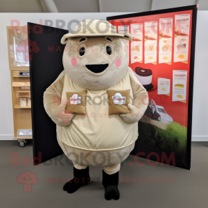 Beige Beef Wellington mascot costume character dressed with a Trousers and Coin purses