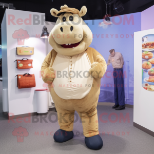 Beige Beef Wellington mascot costume character dressed with a Trousers and Coin purses