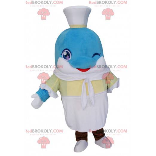 Mascote golfinho com roupa de marinheiro, espuma -