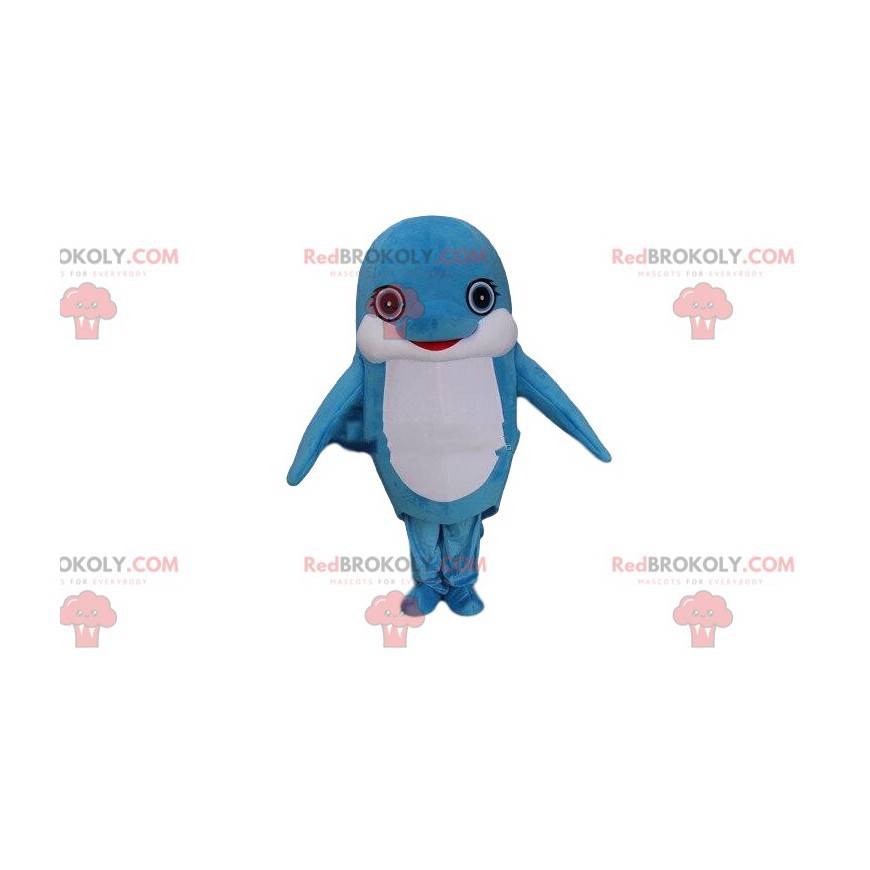 Blå og hvit delfin maskot, gigantisk fiskedrakt - Redbrokoly.com Blå og hvit delfin maskot, gigantisk fiskedrakt - Redbrokoly.com