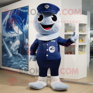 Navy Cod mascot costume character dressed with a Swimwear and Shoe clips