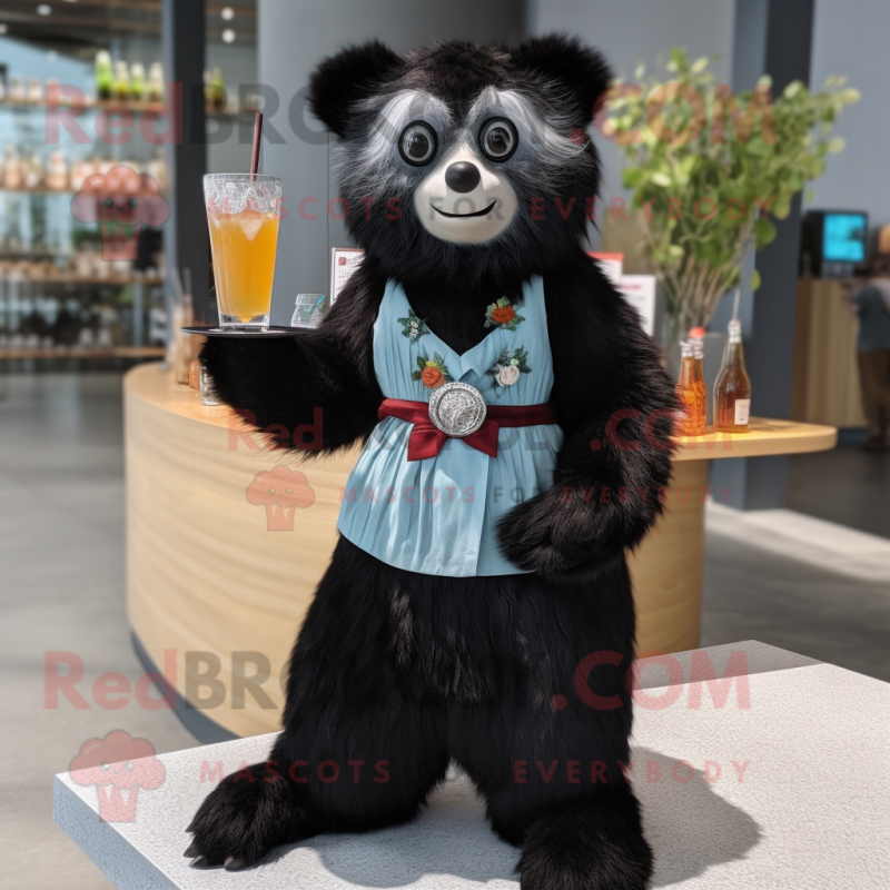 nan Spectacled Bear mascot costume character dressed with a Cocktail Dress and Backpacks