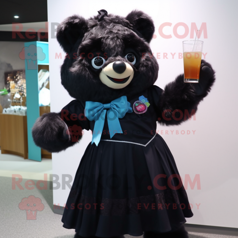 nan Spectacled Bear mascot costume character dressed with a Cocktail Dress and Backpacks