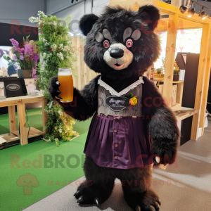 nan Spectacled Bear mascot costume character dressed with a Cocktail Dress and Backpacks