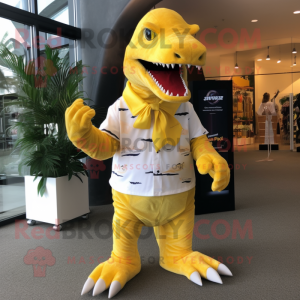 Geel Tyrannosaurus mascotte...