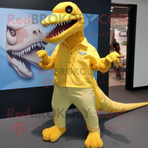 Geel Tyrannosaurus mascotte...