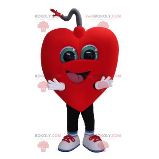 Mascotte de cœur géant et souriant - Redbrokoly.com