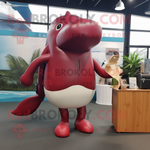 Maroon Whale maskot kostume...