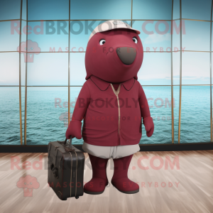 Maroon Whale maskot kostume...