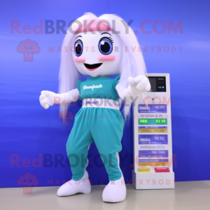 White Mermaid mascot costume character dressed with a Bermuda Shorts and Digital watches
