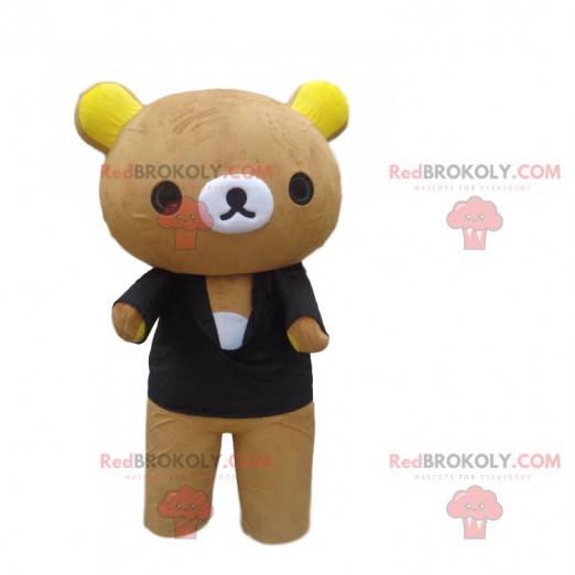 Grote teddybeer mascotte met een zwarte trui - Redbrokoly.com