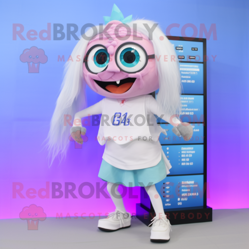 White Mermaid mascot costume character dressed with a Bermuda Shorts and Digital watches White Mermaid mascot costume character dressed with a Bermuda Shorts and Digital watches