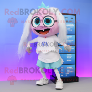 White Mermaid mascot costume character dressed with a Bermuda Shorts and Digital watches