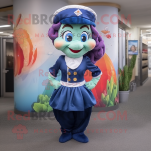 Navy Mermaid maskot kostume...