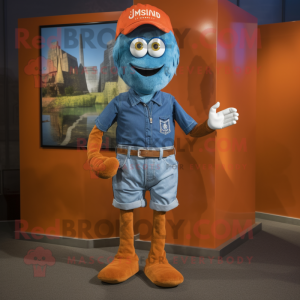 Rust Tikka Masala mascot costume character dressed with a Denim Shorts and Cufflinks