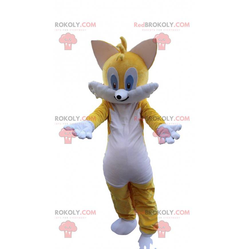 Gul och vit kattmaskot, färgglad kattdräkt - Redbrokoly.com Gul och vit kattmaskot, färgglad kattdräkt - Redbrokoly.com
