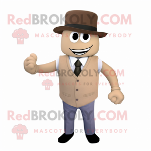 Beige Attorney mascot costume character dressed with a Tank Top and Caps