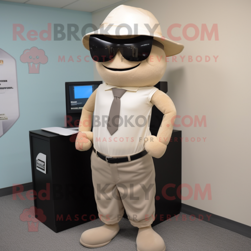 Beige Attorney mascot costume character dressed with a Tank Top and Caps Beige Attorney mascot costume character dressed with a Tank Top and Caps