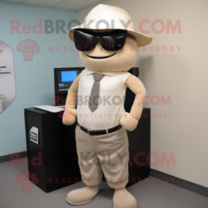 Beige Attorney mascot costume character dressed with a Tank Top and Caps