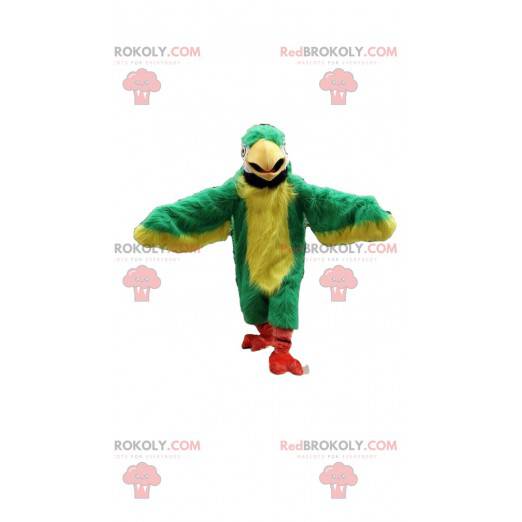 Mascotte pappagallo verde e giallo, costume animale esotico -