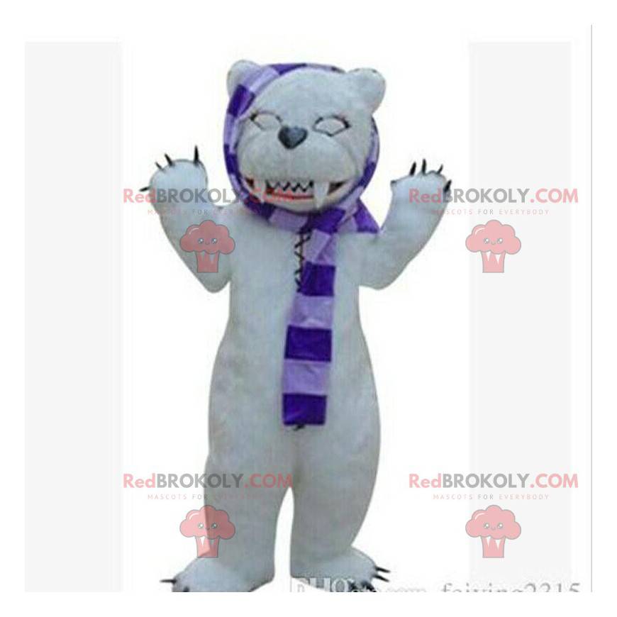 Mascotte d'ours blanc, de grizzli, costume d'ours terrifiant -