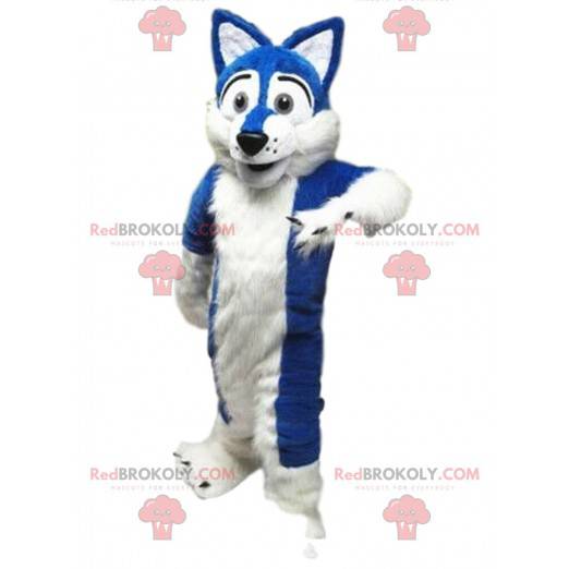 Disfraz de perro blanco y azul, suave y hechizante -
